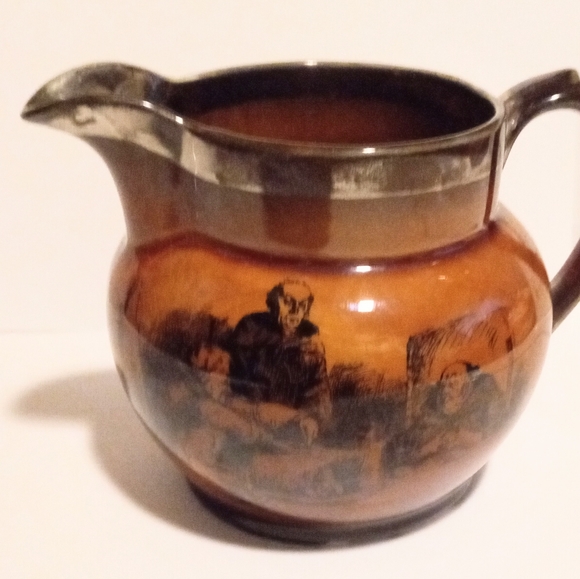 Antique Ridgeway Creamer English Coaching Day Scenes Brownware - Picture 6 of 8